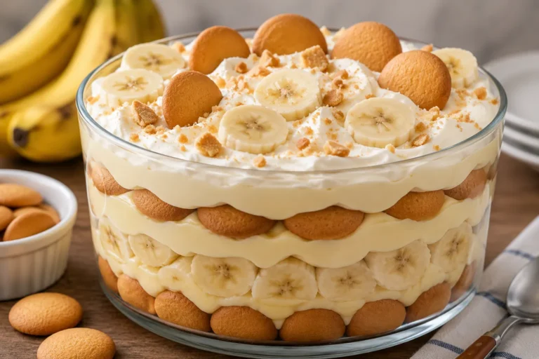 Easy homemade banana pudding with fresh bananas and vanilla cookies